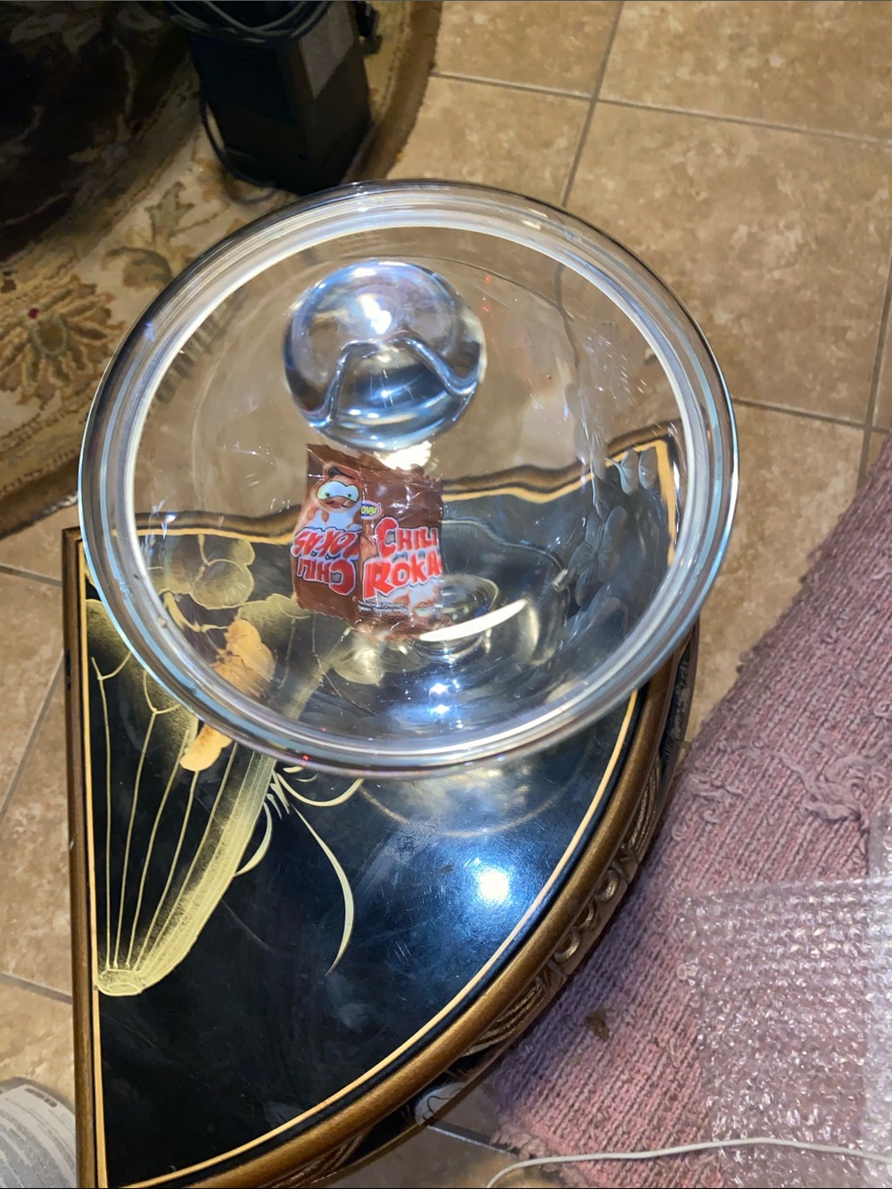 Vintage Etched Glass Covered Compote Candy Dish - Clear - Picture 13 of 13